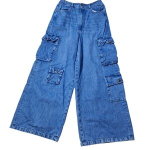 The Frankie Shop Womens 27x28 Skater Baggy Y2K Streetwear High Rise Cargo Jeans
